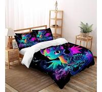 Vida Silvestre 3 Piezas, Fácil Cuidado, Funda De Edredón Doble con Fundas Almohada,acogedora Ropa De Cama Colores de Neon dragón,Adecuado para Adultos Y Niños Double（200x200cm）
