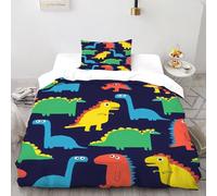 Vida Silvestre De 2 Piezas,fácil Cuidado, Funda De Edredón Doble con Fundas De Almohada Ropa De Cama,Colorful Dinosaurios Tema,Adecuado para Adultos Y Niños Single(135x200cm)