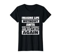 Vida sin Anita Funny Anita Nombre Camiseta gráfica económica, Mujer, Negro, M