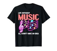 Vida Sin Música Frase Musical Notas Brillantes Camiseta