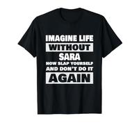 Vida sin Sara Funny Sara Nombre Camiseta gráfica económica, Hombre, Negro, S