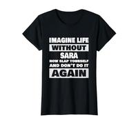 Vida sin Sara Funny Sara Nombre Camiseta gráfica económica, Mujer, Negro, XS