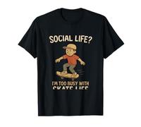 ¿Vida social? Demasiado ocupado con Skate Life Cartoon Camiseta