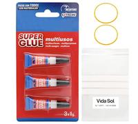 VIDA SOL Pegamento Instantáneo Extreme Super Glue Multiusos, Ultra Fuerte Para Madera, Plástico, Caucho, Metal, Papel, Cerámica, etc. Pega en 10 Segundos, Secado Rápido y Duradero, 3x1G