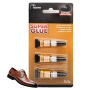 VIDA SOL Pegamento Instantáneo para Zapatos y Cuero, Super Glue de Alta Precisión, Adhesivo Profesional para Calzado, Cuero, Caucho, Goma, Reparación Rápida y Flexible, 3x1G