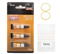 VIDA SOL Pegamento Instantáneo para Zapatos y Cuero, Super Glue de Alta Precisión, Adhesivo Profesional para Calzado, Cuero, Caucho, Goma, Reparación Rápida y Flexible, 3x1G