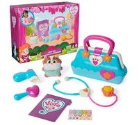 Vida the Vet, Bolsa de veterinario con 5 accesorios de kit de médico veterinario, 1 juguete de peluche de palomitas de maíz y calcomanías, para juegos de disfraces, juguetes para niños y niñas a