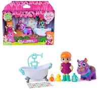 VIDA THE VET - Pack Baño de Burbujas con Vida y Juno: 2 Figuras Articuladas + Accesorios, Juno Cambia de Color - 6071396 - Vida la Veterinaria Juguetes - Juguetes niños 3 años + - Regalo Niña 3 Años +
