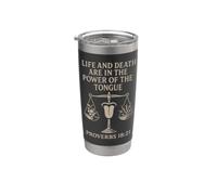 Vida y muerte yacen en el poder de la lengua Proverbios 18 21 Vaso térmico de acero inoxidable de doble pared
