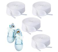 Vidacharmy 2 Pares Cordones Planos 20mm de Ancho, 120 CM para Zapatillas de Deporte, Converse Air Force - Blanco