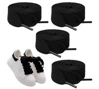 Vidacharmy 2 Pares Cordones Planos 20mm de Ancho, 120 CM para Zapatillas de Deporte, Converse Air Force - Blanco