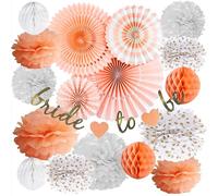 Vidal Crafts - Juego de decoraciones de despedida de soltera, pancarta de novia, kit de decoración de mesa de postre, suministros para despedida de soltera, abanicos de papel, flores de papel, paquete
