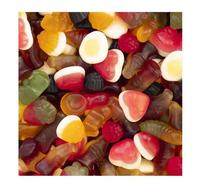 VIDAL Fab Mix bolsa de 1Kg aprox 386 uds brillo Compuesto por una gran variedad de piezas y sabores como osos, moras, botellas, huevos fritos... tamaño mini sabor a Fresa, naranja y tutti sin gluten