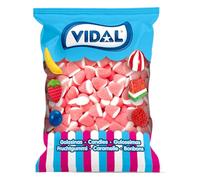 Vidal Golosinas. Besos Azúcar. Caramelo de Goma sabor Fresa Nata y color Rosa y Blanco, Bolsa de 250 unidades.