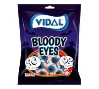 Vidal Golosinas - Bloody Eyes Pack 14 × 90 g | Ojos rellenos sabor fresa | Sin gluten | Golosinas Halloween temáticas