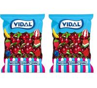 Vidal Golosinas. Cerezas Gigantes. Golosinas en forma de cereza tamaño XL con sabor auténtico a cereza, textura brillante y blandita. Sin gluten ni grasa. Bolsa 1 kg (Paquete de 2)