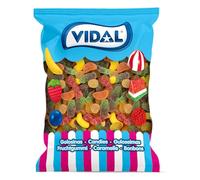 Vidal Golosinas Cocktail Mix. Surtido de Plátanos, Botellas Cola, Ositos y Gomitas. Sabores Plátano, Fresa, Cola,Limón y Naranja. Bolsa 1 Kg