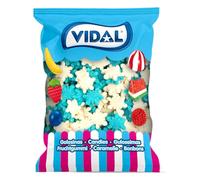 Vidal Golosinas - Copos de Nieve 1 kg | Golosinas sin gluten sabor nata y frambuesa | Chuches azucaradas para fiestas y Navidad