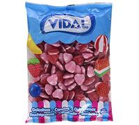 Vidal Golosinas, Corazones Twist. Caramelo de Goma color Rojo y Blanco y sabor Fresa. Bolsa de 1 Kg