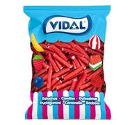 Vidal Golosinas. Dinamitas de Cereza Picante. Regaliz Relleno Rojo con Cobertura Ácida. Sin Gluten. Vegano. Bolsa 250 u (1,4 kg)