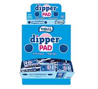 Vidal Golosinas. Dipper Pad. Caramelo masticable con palo sabor frambuesa y color azul. Estuche de 100 uds.