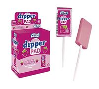 Vidal Dipper Pad – Caramelo masticable con palo sabor fresa color rosa – Estuche 100 uds