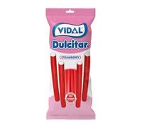 Vidal Golosinas - Dulcitar Fresa 14 × 90 g | Regaliz relleno sabor fresa | Pack golosinas para fiestas, cumpleaños y candy-bar