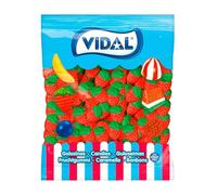 Vidal Golosinas Fresas Silvestres, Caramelo de Goma con Sabor y Forma de Fresa, Colores Verde y Rojo. Bolsa 1 Kg