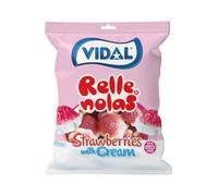 Vidal Golosinas - Fresones con Nata Rellenolas Pack 14 × 90 g | Gominolas rellenas sabor fresa y nata | Sin gluten | Textura doble