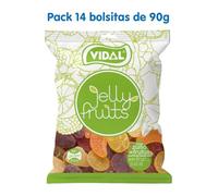 Vidal Golosinas - Jelly Fruits 14 × 90 g | Surtido sabor frutas | Pack golosinas sin gluten y sin grasa para fiestas y candy-bar
