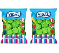 Vidal Golosinas. Manzanas azúcar. Golosina con forma de manzana recubierta de azúcar con increíble sabor a manzana.Color verde.Sin Gluten. Sin Grasa. Bolsa de 1 kg. (Paquete de 2)