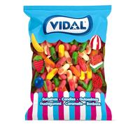 Vidal Golosinas. Mini Dedos sabor frambuesa. Colores surtidos: blanco, amarillo, naranja, verde y rosa. Bolsa de 1 kg.