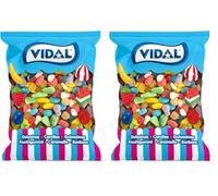 Vidal Golosinas. Mini Mix Azúcar. Surtido de golosinas con forma de frutitas mini recubiertas de azúcar. Multicolor. Sin Gluten. Bolsa 1 kg (Paquete de 2)