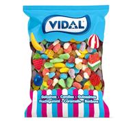 Vidal Golosinas. Mini Mix Azúcar. Surtido de golosinas con forma de frutitas mini recubiertas de azúcar. Multicolor. Sin Gluten. Bolsa 1 kg