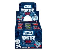 Vidal Golosinas - Monster Jelly Estuche 66 uds | Golosinas con formas de monstruos sabor fresa | Sin gluten | Estuche reutilizable | Halloween y fiestas