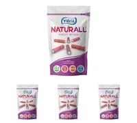 Vidal Golosinas. Naturall Fruit Bites. Regaliz relleno pica, vegano, con zumo y sin gluten. Con colorantes y aromas naturales y trocitos de frutas. Sabor frambuesa, grosella y fresa. Doypack 180 g.