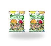 Vidal Golosinas | Pack 2 bolsas de 1 kg | Soft Fruit, Caramelo de goma envuelto, Colores Amarillo, Rojo y Naranja | Sabores Piña, Limón, Naranja, Manzana y Fresa.