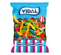 Vidal Golosinas. Tiburones Jelly. Golosinas sabor fresa y colores surtidos: azul, verde, rojo, naranja y amarillo. Bolsa de 1 Kg.