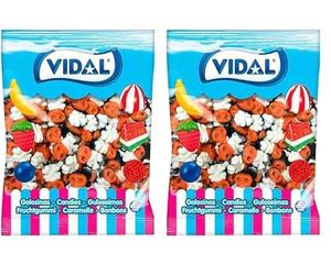 Vidal Golsinas Calaveras Piratas. Caramelo de Goma sabor frambuesa y mora. Bolsa de 250 unidades. (Paquete de 2)