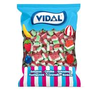Vidal Mini Tajadas de Sandía Pica 1 kg | Gominolas Sabor Sandía con Cobertura Ácida | Sin Gluten y Sin Grasa | Bolsa 1 kg | Aprox. 333 Unidades