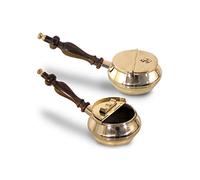 Vidal Regalos Cenicero Retro de latón con Mango de 18 cm - Cenicero clásico de diseño Vintage para Fumadores - Decoración para el hogar y la Oficina