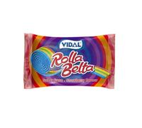 Vidal Roll Belta Multicolor, caramelo largo arcoíris con sabor a fresa de 19g