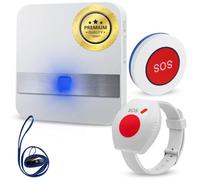 Vidaprime Alarma Avisador Personas Mayores Botón Emergencia Ancianos Reloj Botón SOS Pulsera Personas Mayores y Niños INTERCOMUNICADOR Botón Emergencia para Ancianos Timbre para Enfermos 150 Metros