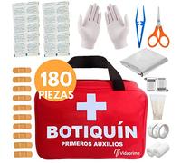 VidaPrime BOTIQUÍN de Primeros Auxilios con Guantes- para Coche, Hogar, casa, Maletín Viaje de Seguridad SUPERVIVIENCIA - Emergency KIT COMPLETO 180 PIEZAS