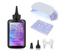 VidaRosa Resina UV de 100 g de curado más rápido, tipo duro transparente con lámpara UV y molde de joyería, kit de iniciación de resina UV para pegamento/fabricación de joyas, manualidades