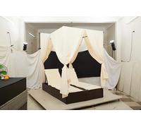 vidasxl Cama de Día Exterior con Dosel para Relajación Colchón de Espuma Cómoda Marco de Poliratán Resistente a UV Color Marrón y Crema Blanca Diseño Contemporáneo Uso en Balcón y Patio Cama Doble de