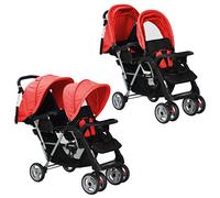vidaXL 10111 - Silla de paseo para gemelos, color rojo