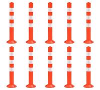 vidaXL 10x Bolardos de Control de Tráfico Poste de Bolardo Franjas Plateadas Reflectantes Barrera Aparcamiento Carretera Seguridad PE 75 cm