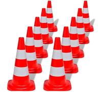 vidaXL 10x Conos de Tráfico Seguridad con Reflectantes Rojos y Blancos 50 cm