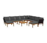 vidaXL 11 pcs Madera de Acacia Sólida y Cuerda Natural, Conjunto de jardín, diseño Modular, Limpieza fácil, sofá Exterior, Asientos cómodos para Relajarse en el Patio